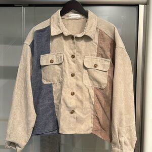 Multicolor oversized button front top